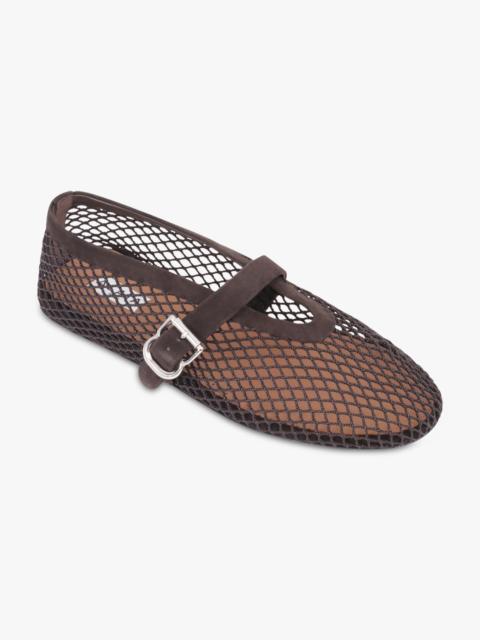 Alaïa FISHNET MESH BALLET FLAT | DARK BROWN