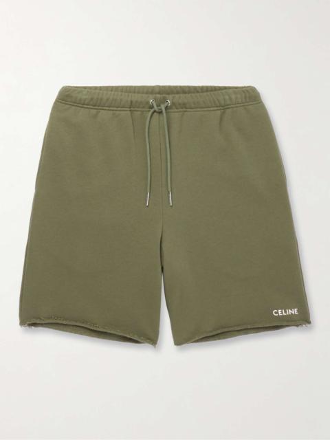 CELINE Straight-Leg Logo-Print Cotton-Jersey Drawstring Shorts