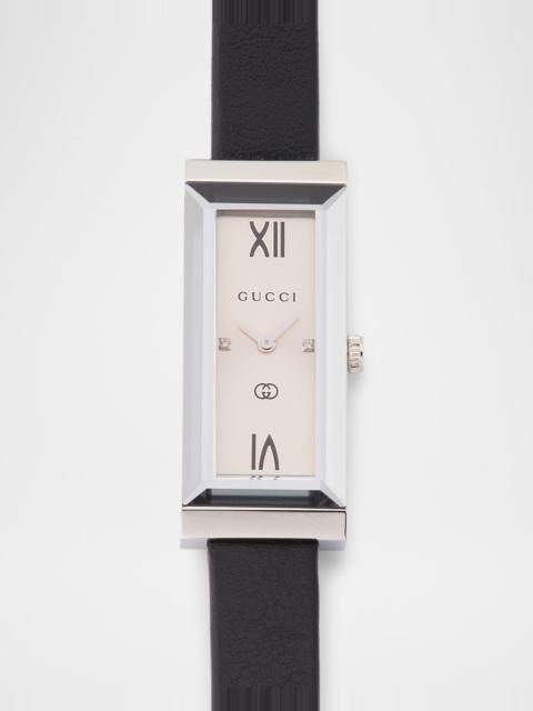 GUCCI 14x34mm G-Frame Small Rectangular Watch with Leather Strap