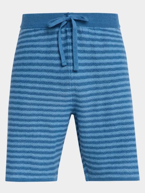 The Elder Statesman Men's Cotton and Linen Stripe Drawstring Shorts
