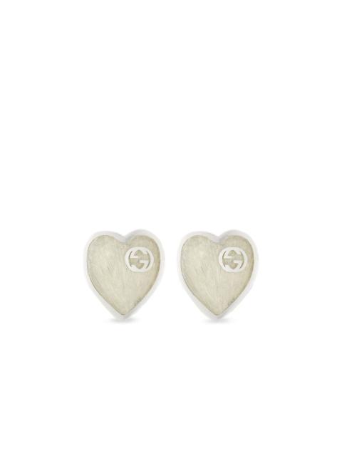 Interlocking G heart stud earrings