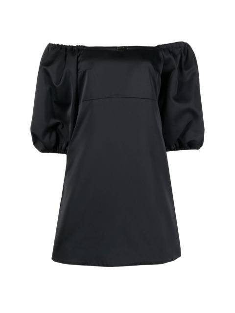 PATOU puff-sleeve Bardot mini dress