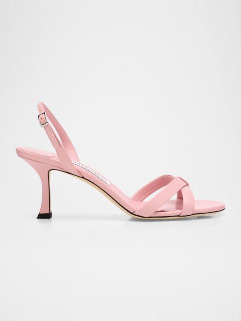JIMMY CHOO Elsy 70 Leather Slingback Sandals