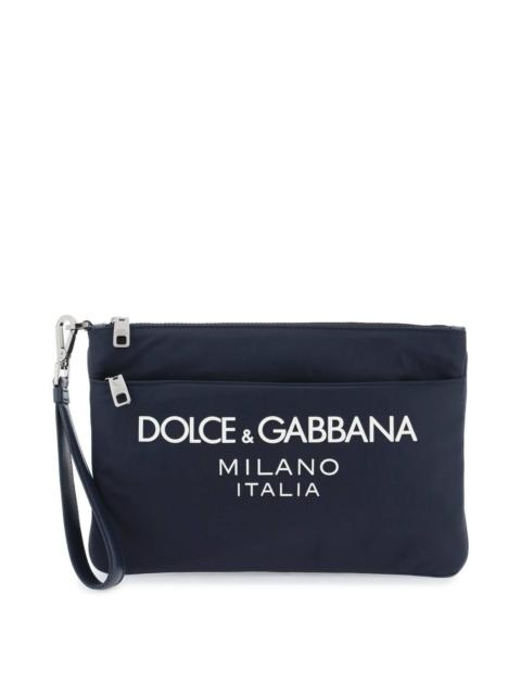 Dolce & Gabbana NYLON POUCH WITH RUBBERIZED LOGO