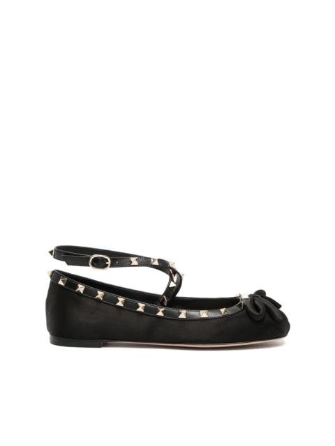 Rockstud satin ballerina shoes