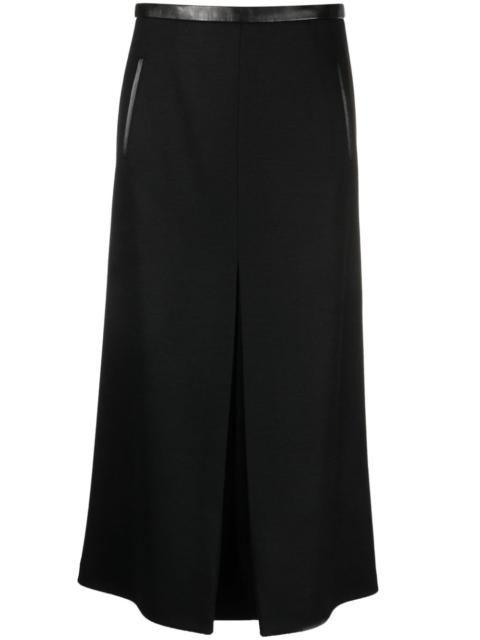 SAINT LAURENT pleat-detail wool-blend midi skirt