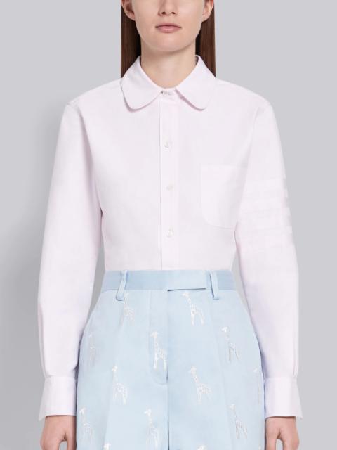 Light Pink Supima Cotton Oxford Satin Weave 4-Bar Long Sleeve Round Collar Shirt