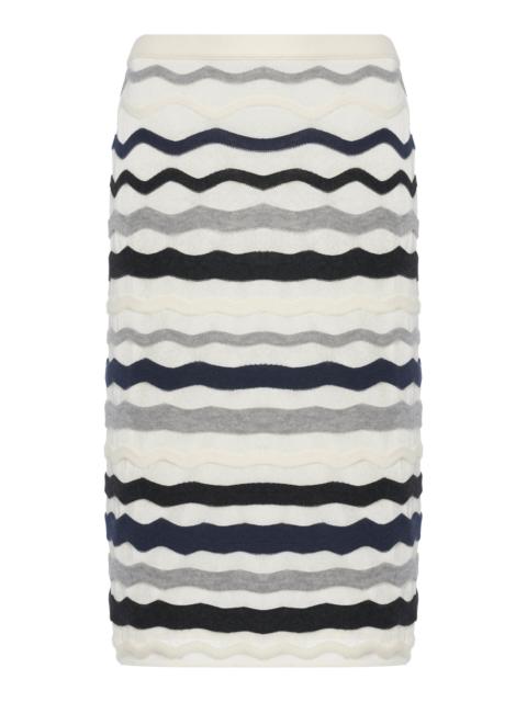 Bottega Veneta Wavy-Knit Cotton-Blend Midi Skirt grey