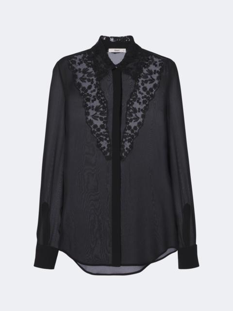 FENDI Lace-trimmed silk georgette shirt