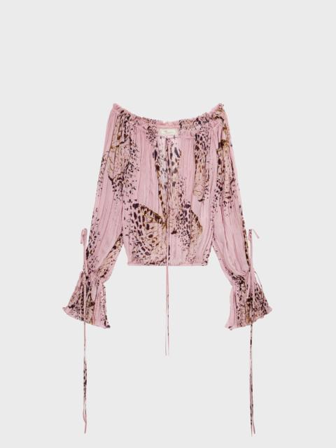 Blumarine PRINTED PLEATED GEORGETTE BLOUSE