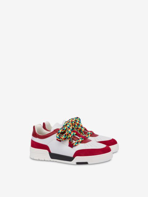 Moschino STREETBALL CALFSKIN SNEAKERS WITH MAXI LACES