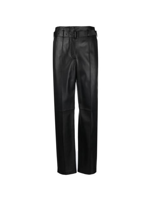 high-waisted leather tapered trousers