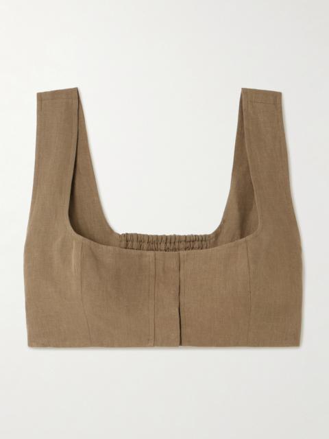 LE KASHA Jirja Cropped Linen Top