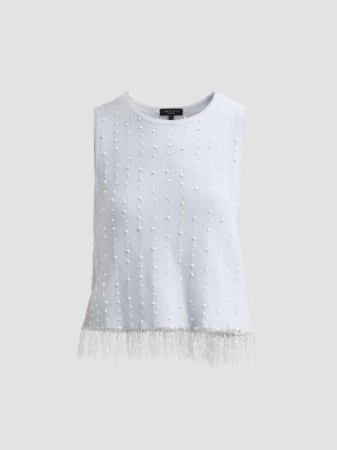 rag & bone Women's James Crochet Fringe Tank - Light Blue