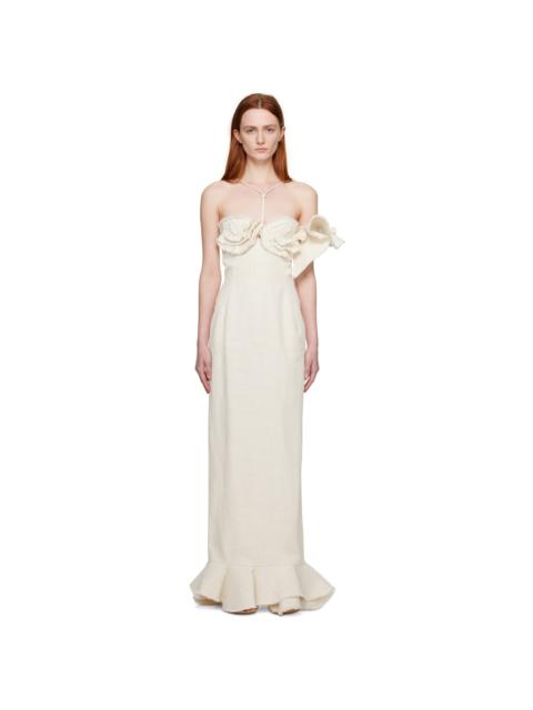 JACQUEMUS Off-White Le Raphia 'La Robe Artichaut' Maxi Dress
