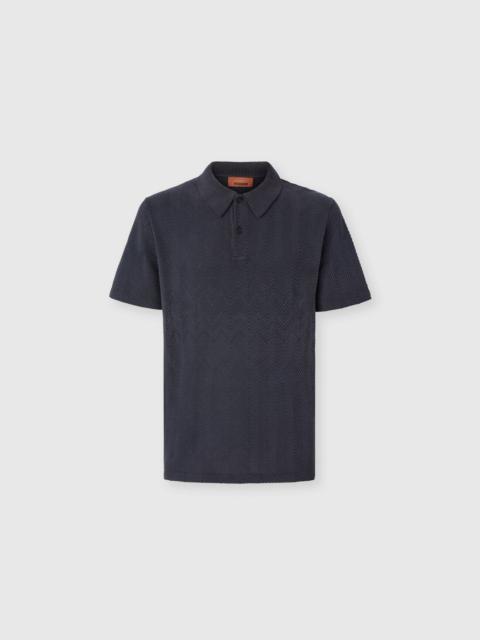 Missoni Cotton and viscose polo shirt with tone-on-tone zigzag motif