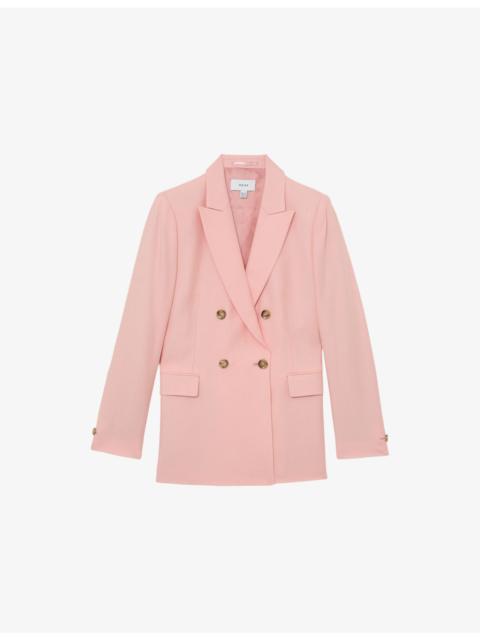 REISS Magda Peak-Lapel Double-Breasted Woven Blazer