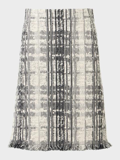 AKRIS Check Check Fringed Mini Skirt