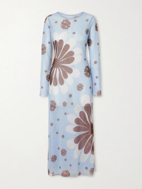CALA de la CRUZ Tania Printed Mesh Midi Dress