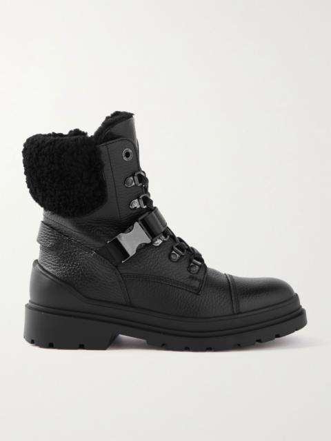 BOGNER St. Moritz buckled shearling-lined textured-leather ankle boots Black
