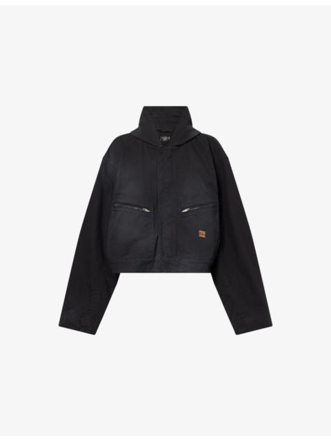 Hooded Cropped Cotton Jacket