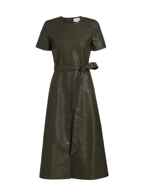 TANYA TAYLOR Women's Ella Faux Leather Belted Midi-Dress - Deep Army