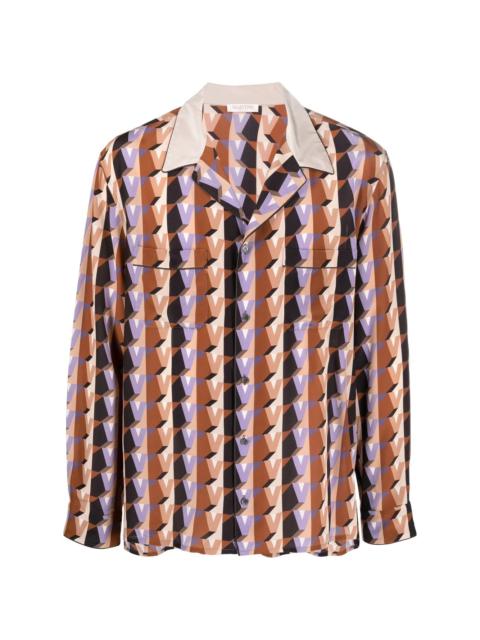 graphic-print silk shirt