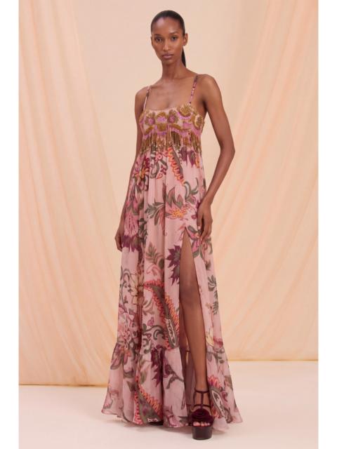 PatBO BOHO PRINTED EMBROIDERED SLIP GOWN
