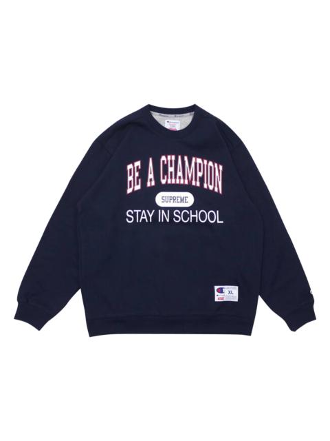 Supreme x Champion Stay In School Crewneck 'Navy'