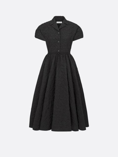 Flared Mid-Length Dress with Puff Sleeves
