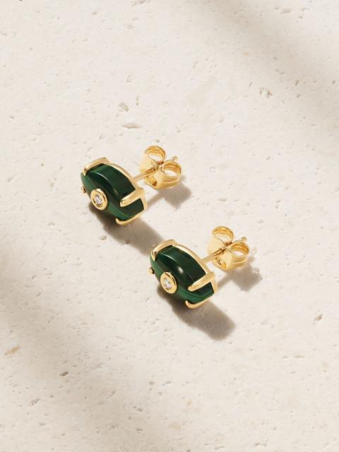 SYDNEY EVAN 14-karat gold, malachite and diamond earrings Gold