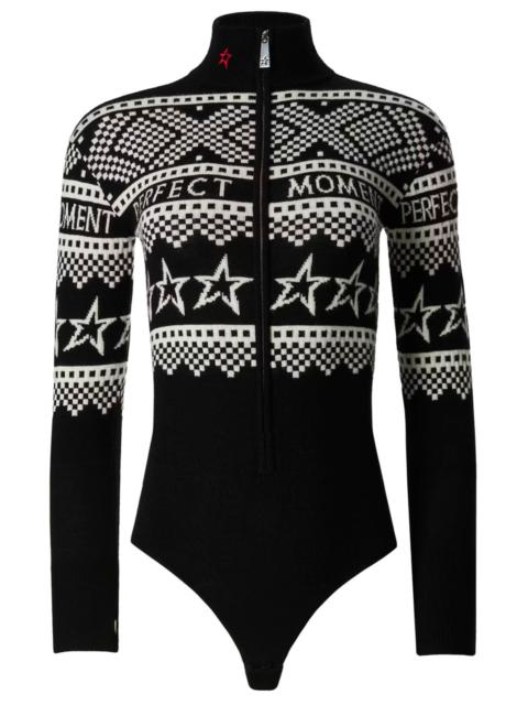 PERFECT MOMENT Perfect Moment Intarsia-knit Merino Wool Bodysuit