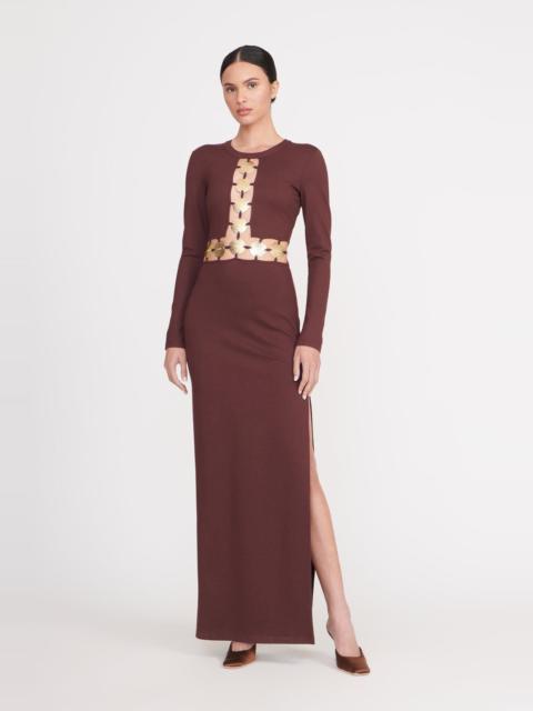 STAUD STAUD DELPHINE DRESS DARK CHOCOLATE