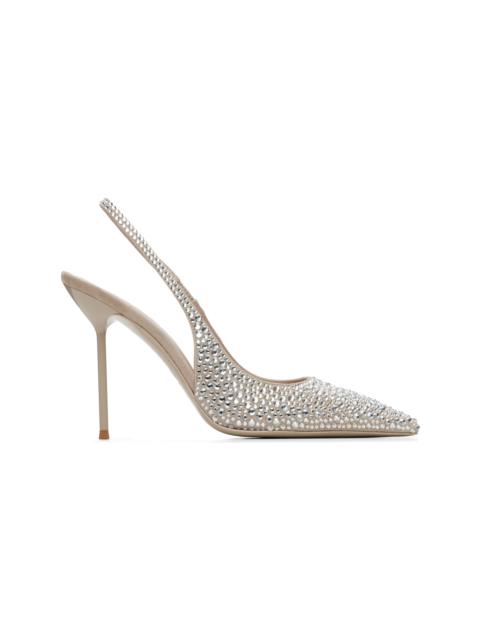 PARIS TEXAS Taupe Lidia Slingback Crystal 105 Heels