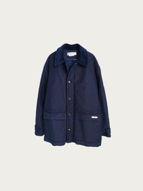 Marni Garment Dyed Moleskin Work Jacket - Light Navy