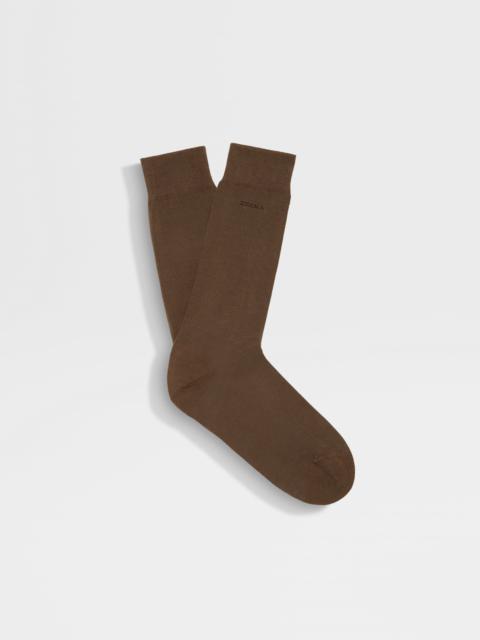 ZEGNA KHAKI COTTON BLEND SOCKS