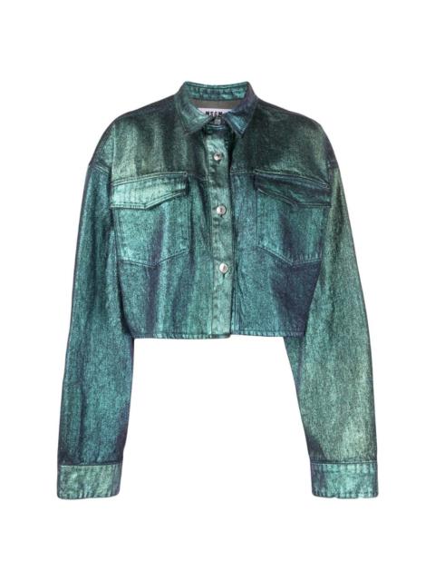 metallic-finish denim jacket