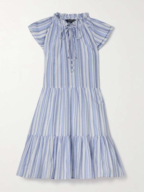 Zee tiered striped cotton mini dress