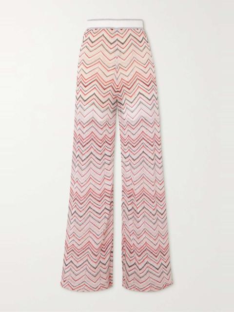 Missoni Sequin-embellished metallic crochet-knit wide-leg pants