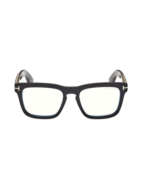 TOM FORD Women's 55MM Blue Block Square Optical Eyeglasses - Black
