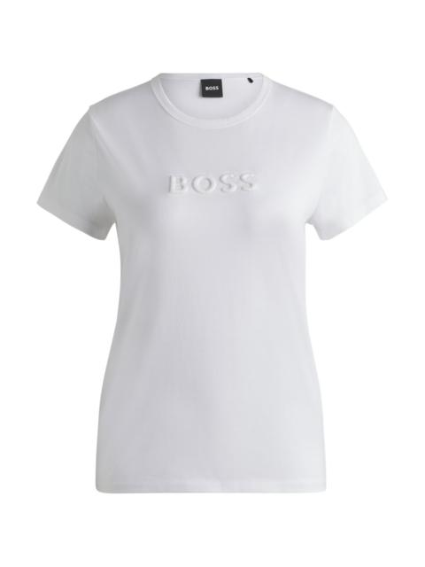 BOSS MERCERIZED-COTTON T-SHIRT WITH LOGO DETAIL