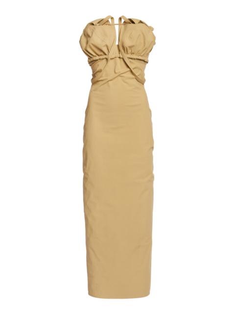 JACQUEMUS Tie-Detailed Twill Midi Dress neutral