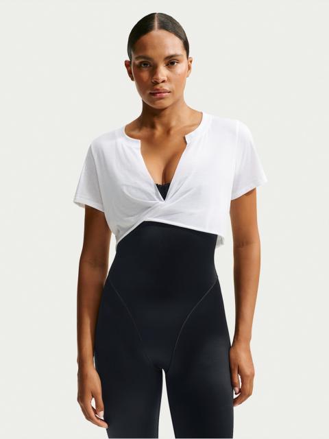 Nike NikeSKIMS Performance Cotton Blend Women's V-Neck Cropped Twist Short-Sleeve Top