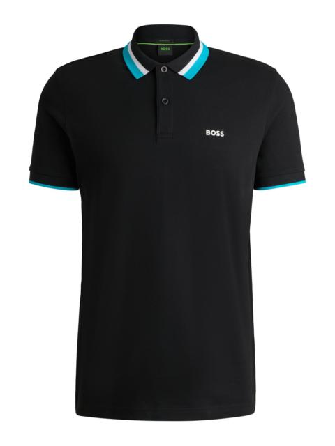 BOSS PADDY ACTIVE POLO SHIRT WITH CONTRAST STRIPES