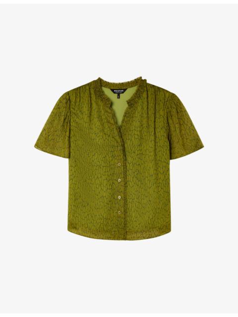 WHISTLES Dragonfly Abstract-Print Woven Blouse