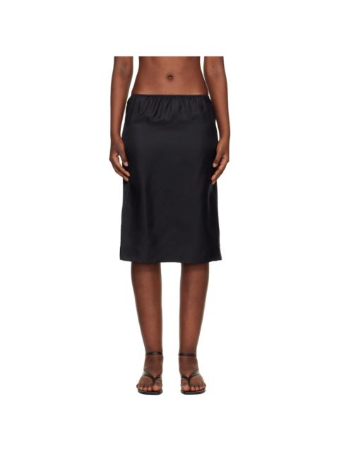 Loulou de Saison Black Vasali Silk Twill Midi Skirt