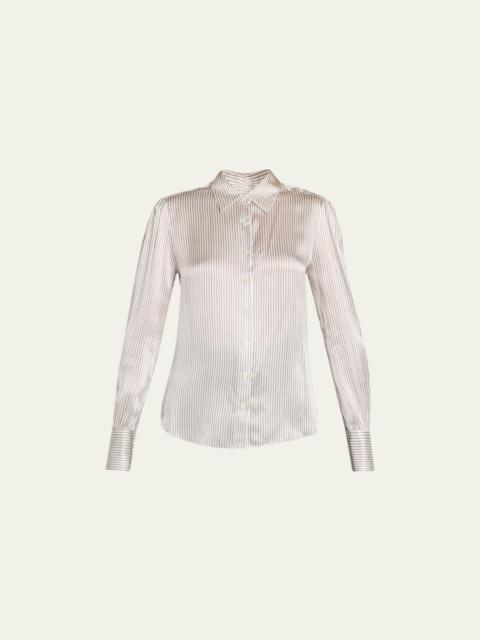 FRAME Victorian Striped Button-Front Silk Shirt