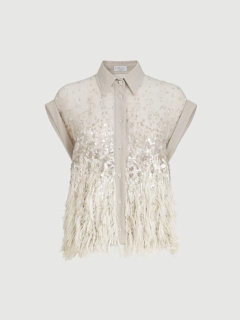 Brunello Cucinelli Dazzling dégradé shirt in crispy silk with fil coupé