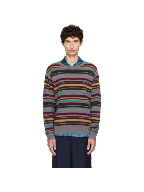 Dries Van Noten Gray Striped Sweater