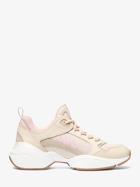 MICHAEL KORS Bowie Signature Logo and Leather Trainer